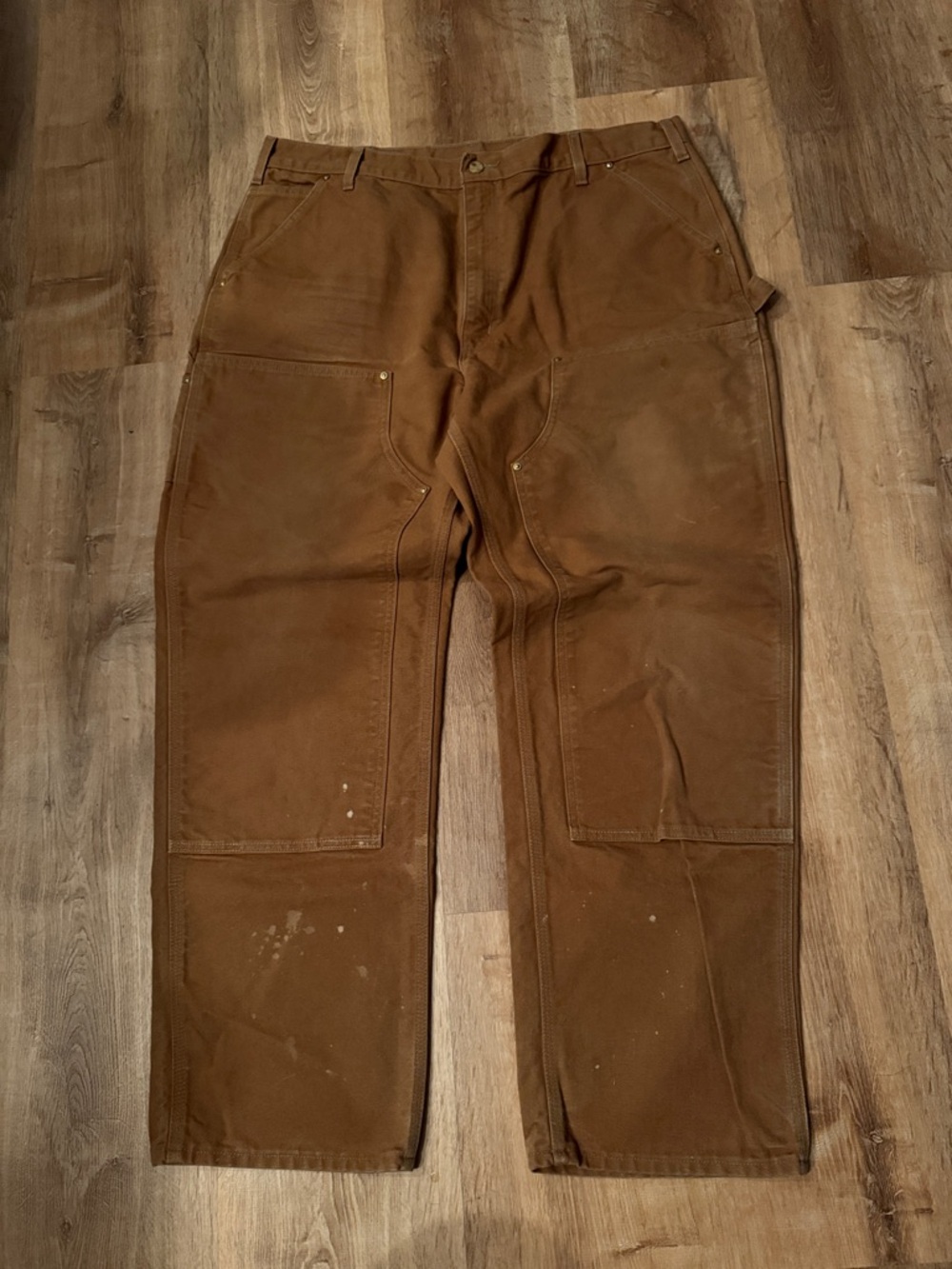 Carhartt Brown Cargo Work Pants with Utility Pockets double knee Bo1  loose fit